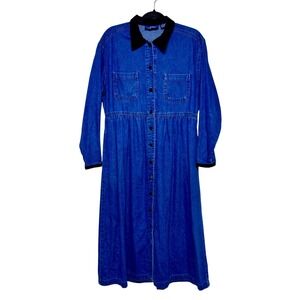 Vintage Original TY Wear 90s Denim Prairie Dress Size M Cottagecore Western Boho